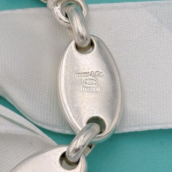Tiffany & Co. Pebble Link Oval Bracelet Sterling Silver Italy Vintage W/ Pouch - Picture 7 of 13
